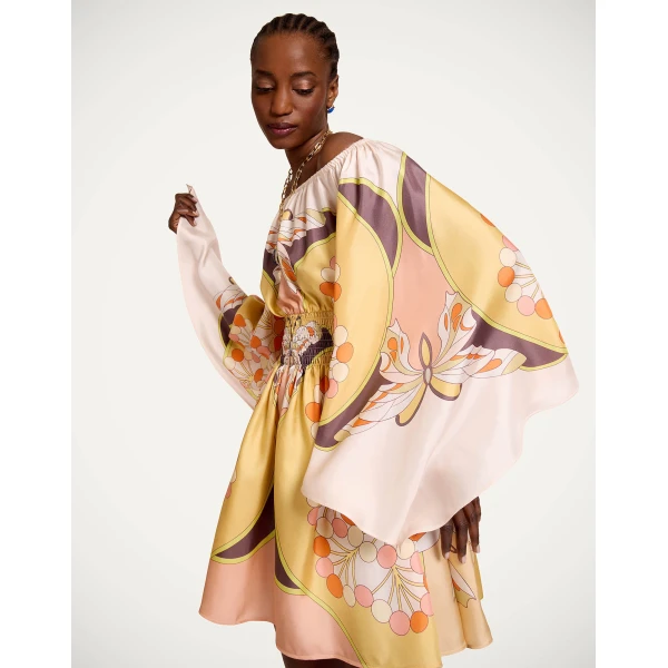 La DoubleJ Marlene Dress Solid Purple in Crepe De Chine Embroidered - Dresses - Milanese Maximalist Fashion at Luxury Shoes 
