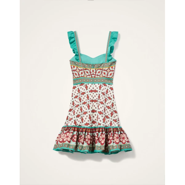 La DoubleJ Mini Gingerbread Dress Pagoda Placée Rust in Flat Cotton Stretch - Dresses - Milanese Maximalist Fashion at Luxury Shoes 