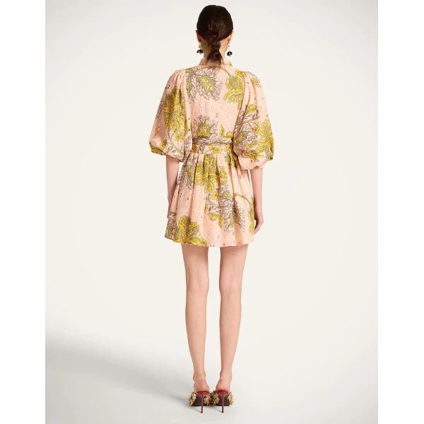 La DoubleJ Mini Portofino Dress Swathe Pink in Cotton Sangallo Lace - Dresses - Milanese Maximalist Fashion at Luxury Shoes 