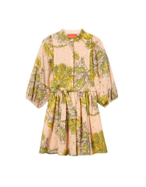 La DoubleJ Mini Portofino Dress Swathe Pink in Cotton Sangallo Lace - Dresses - Milanese Maximalist Fashion at Luxury Shoes 