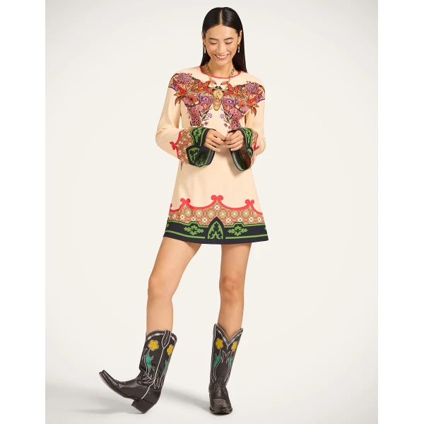 La DoubleJ Mini Supremes Swing Dress Mariposa Placée Ivory in Envers Satin - Dresses - Milanese Maximalist Fashion at Luxury Shoes 