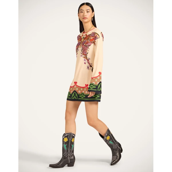 La DoubleJ Mini Supremes Swing Dress Mariposa Placée Ivory in Envers Satin - Dresses - Milanese Maximalist Fashion at Luxury Shoes 