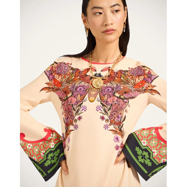 La DoubleJ Mini Supremes Swing Dress Mariposa Placée Ivory in Envers Satin - Dresses - Milanese Maximalist Fashion at Luxury Shoes 