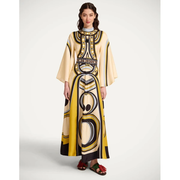 La DoubleJ Mini Swing Dress Farfalla Buttercream in Rustic Cotton - Dresses - Milanese Maximalist Fashion at Luxury Shoes 
