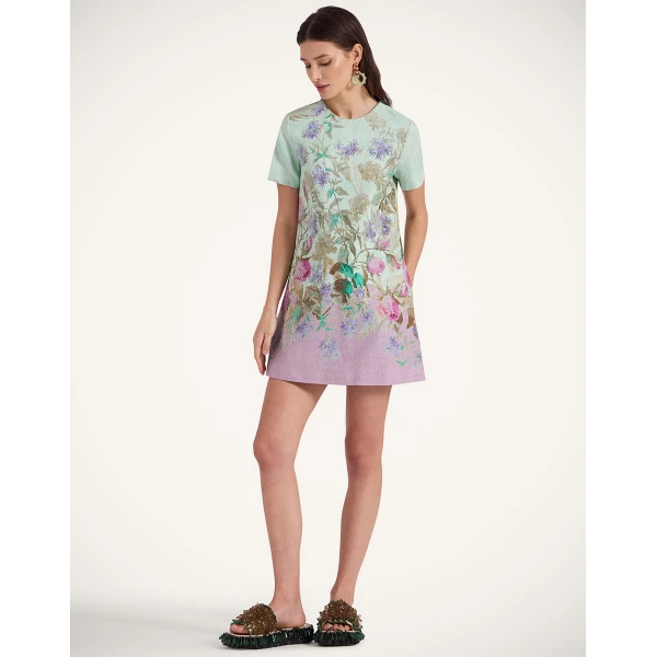 La DoubleJ Mini Swing Dress Heath Placée Mint in Rustic Cotton - Dresses - Milanese Maximalist Fashion at Luxury Shoes 