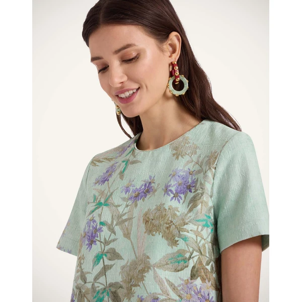 La DoubleJ Mini Swing Dress Heath Placée Mint in Rustic Cotton - Dresses - Milanese Maximalist Fashion at Luxury Shoes 