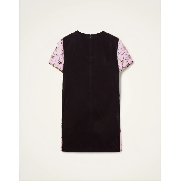 La DoubleJ Mini Swing Dress Solid Lilac in Crystal Chiffon Embroidery - Dresses - Milanese Maximalist Fashion at Luxury Shoes 