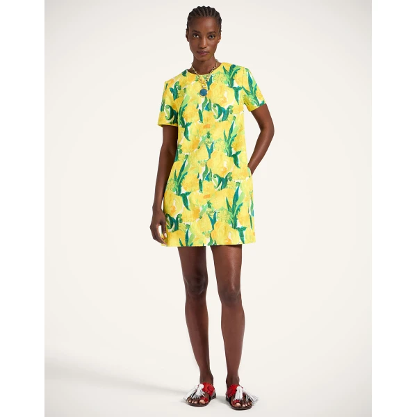La DoubleJ Mini Swing Dress Zesty Yellow in Rustic Cotton - Dresses - Milanese Maximalist Fashion at Luxury Shoes 