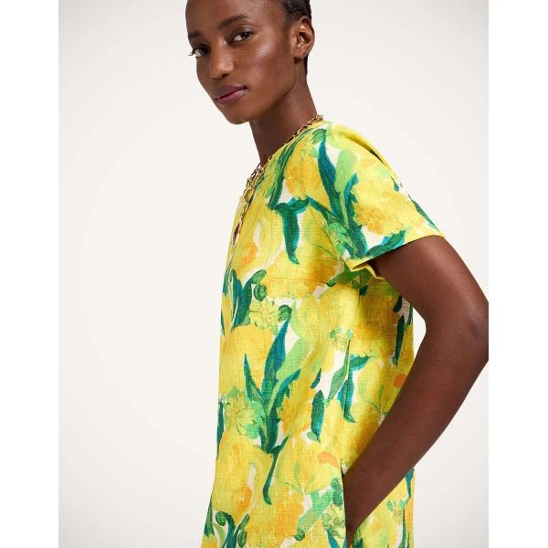 La DoubleJ Mini Swing Dress Zesty Yellow in Rustic Cotton - Dresses - Milanese Maximalist Fashion at Luxury Shoes 