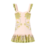 La DoubleJ Naiad Dress Florette Placée Pale Pink in Silk Chiffon - Dresses - Milanese Maximalist Fashion at Luxury Shoes 