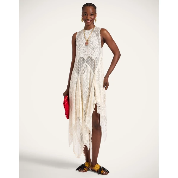 La DoubleJ Peek-A-Boo Dress Solid White Smoke in Popeline Cotton - Dresses - Milanese Maximalist Fashion at Luxury Shoes 