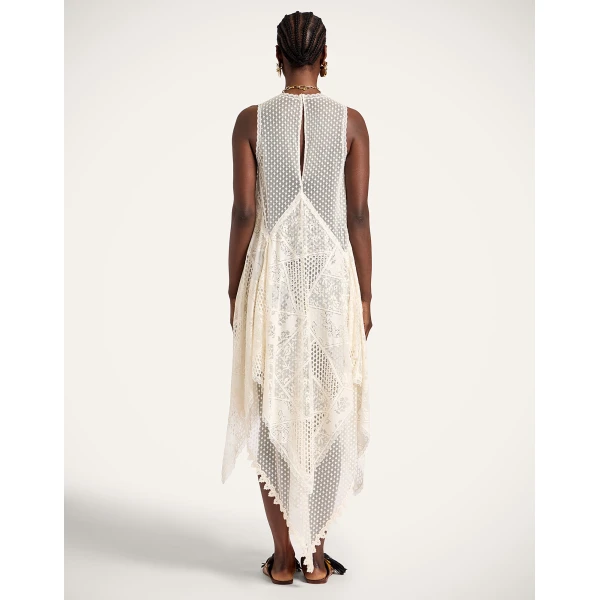 La DoubleJ Peek-A-Boo Dress Solid White Smoke in Popeline Cotton - Dresses - Milanese Maximalist Fashion at Luxury Shoes 