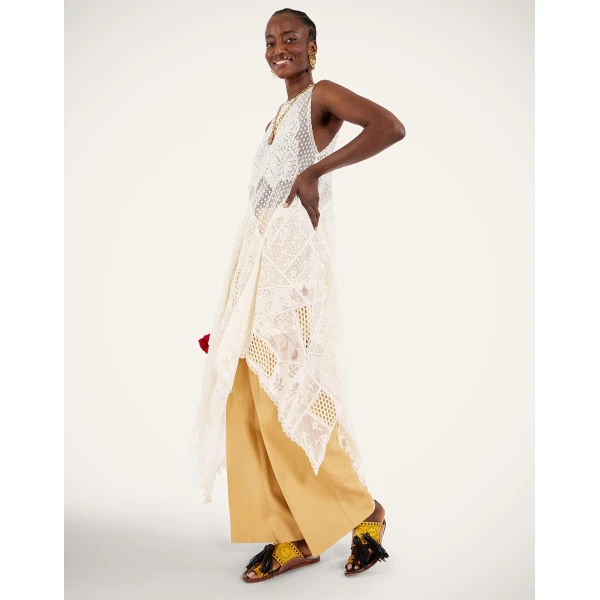La DoubleJ Peek-A-Boo Dress Solid White Smoke in Popeline Cotton - Dresses - Milanese Maximalist Fashion at Luxury Shoes 