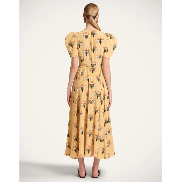 La DoubleJ Petal Dress Florette Yellow in Crepe De Chine - Dresses - Milanese Maximalist Fashion at Luxury Shoes 