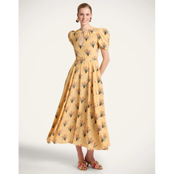 La DoubleJ Petal Dress Florette Yellow in Crepe De Chine - Dresses - Milanese Maximalist Fashion at Luxury Shoes 