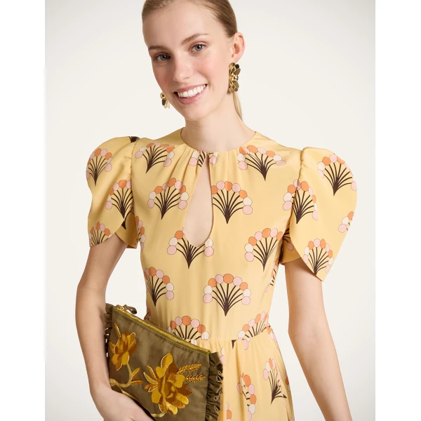 La DoubleJ Petal Dress Florette Yellow in Crepe De Chine - Dresses - Milanese Maximalist Fashion at Luxury Shoes 