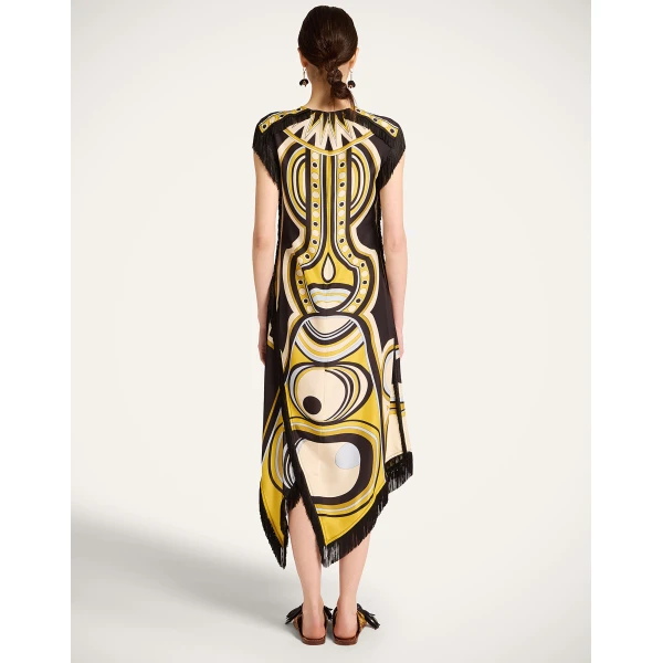 La DoubleJ Scarf Dress Sanctuary Placée Gold in Silk Voile - Dresses - Milanese Maximalist Fashion at Luxury Shoes 