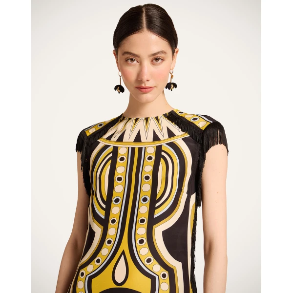 La DoubleJ Scarf Dress Sanctuary Placée Gold in Silk Voile - Dresses - Milanese Maximalist Fashion at Luxury Shoes 