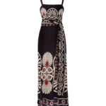 La DoubleJ Slip-Around Dress Medallion Placée Black in Crepe De Chine - Dresses - Milanese Maximalist Fashion at Luxury Shoes 