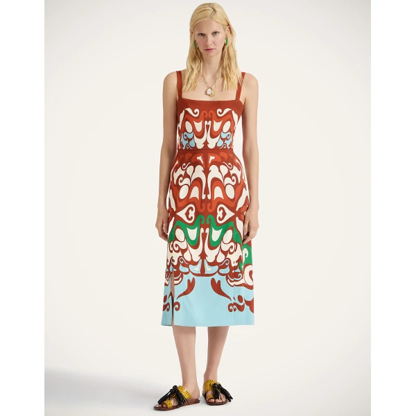 La DoubleJ Sophia Dress Corsage Placée Ivory in Flat Cotton Stretch - Dresses - Milanese Maximalist Fashion at Luxury Shoes 
