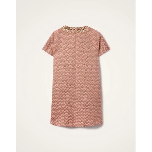 La DoubleJ Sporty Swing Dress Zooflora Burgundy in Cotton Jersey - Dresses - Milanese Maximalist Fashion at Luxury Shoes 