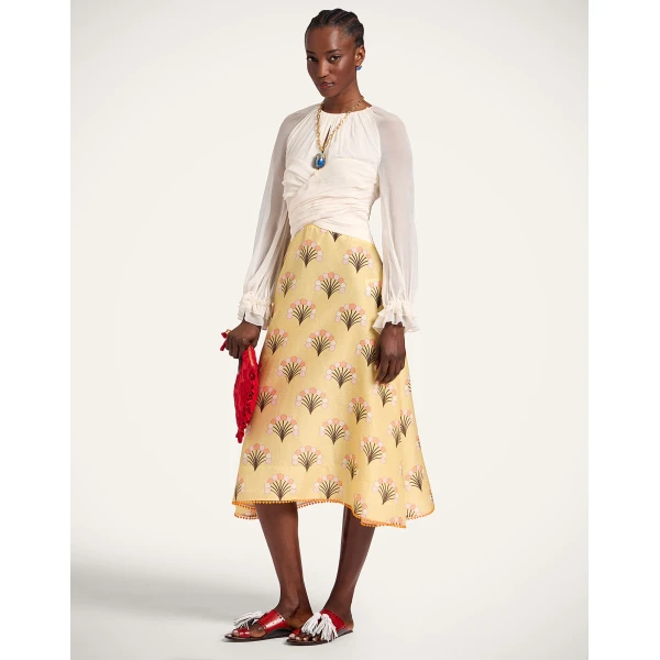 La DoubleJ Sunburst Dress Infiorata White in Summer Poplin - Dresses - Milanese Maximalist Fashion at Luxury Shoes 