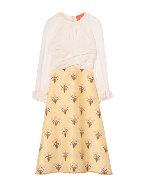 La DoubleJ Sunburst Dress Infiorata White in Summer Poplin - Dresses - Milanese Maximalist Fashion at Luxury Shoes 