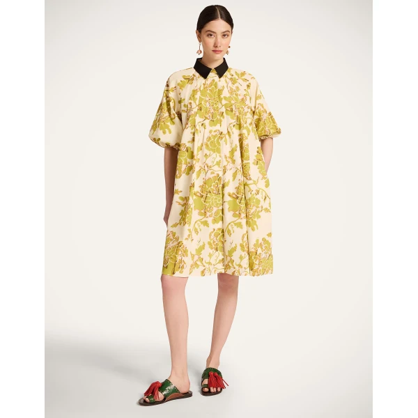 La DoubleJ Sunburst Dress Oasis Green in Cotton Poplin - Dresses - Milanese Maximalist Fashion at Luxury Shoes 