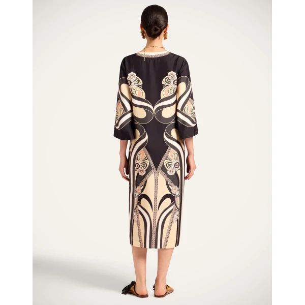 La DoubleJ Swing Dress Borboni Placee Nero in Twill Silk Placée - Dresses - Milanese Maximalist Fashion at Luxury Shoes 