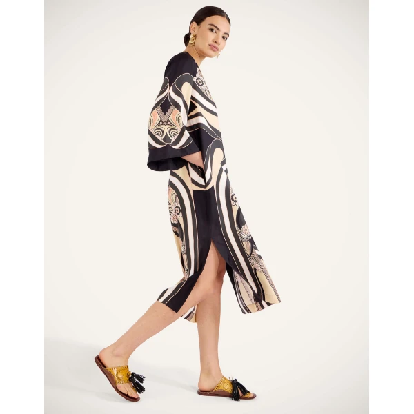 La DoubleJ Swing Dress Borboni Placee Nero in Twill Silk Placée - Dresses - Milanese Maximalist Fashion at Luxury Shoes 