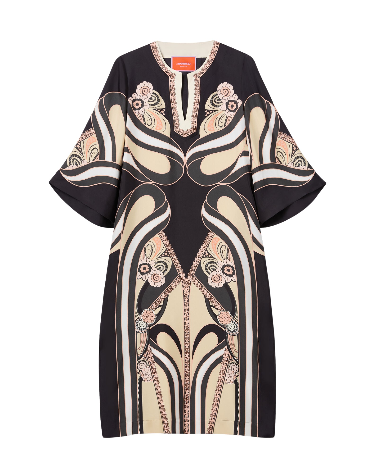 La-Double-J-Swing-Dress-Borboni-Placee-Nero-in-Twill-Silk-Placee76420_nobg La DoubleJ Swing Dress Borboni Placee Nero in Twill Silk Placée - Dresses - Milanese Maximalist Fashion at Luxury Shoes