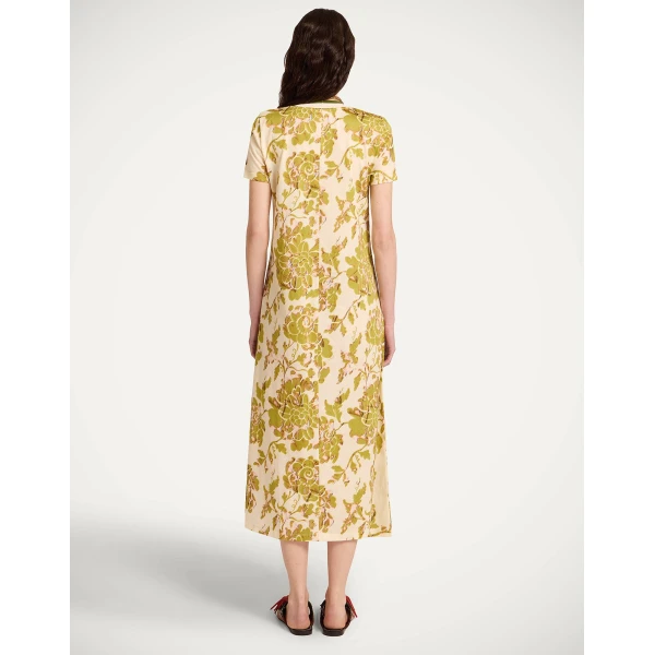 La DoubleJ Swing Dress Phoenix Placée Burgundy in Silk Twill - Dresses - Milanese Maximalist Fashion at Luxury Shoes 