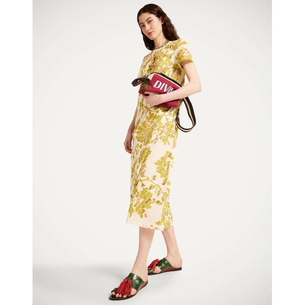 La DoubleJ Swing Dress Phoenix Placée Burgundy in Silk Twill - Dresses - Milanese Maximalist Fashion at Luxury Shoes 