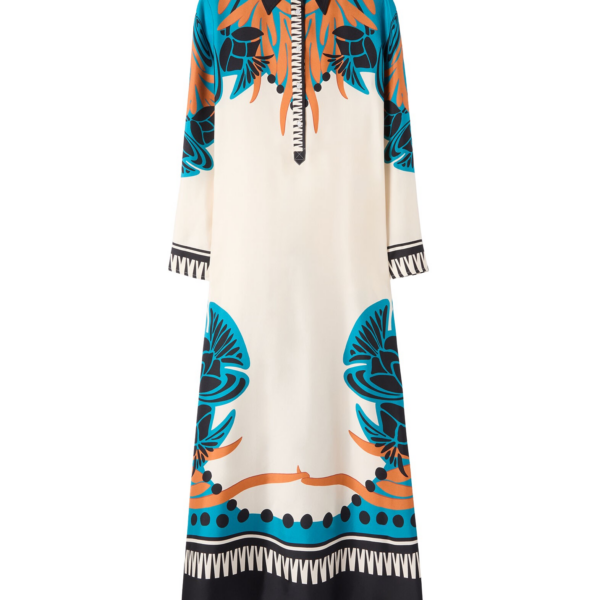 La DoubleJ Swing Dress Plaza Placée Ivory in Silk Twill - Dresses - Milanese Maximalist Fashion at Luxury Shoes 