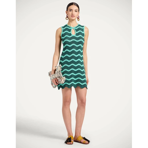 La DoubleJ Swing Dress Rio Verde in Silk Twill - Dresses - Milanese Maximalist Fashion at Luxury Shoes 