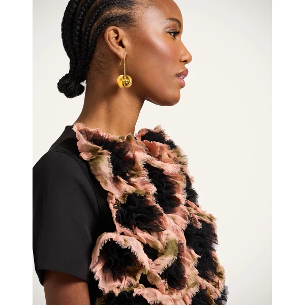 La DoubleJ Swing Dress Tulip Placée Pale Pink in Silk Twill - Dresses - Milanese Maximalist Fashion at Luxury Shoes 