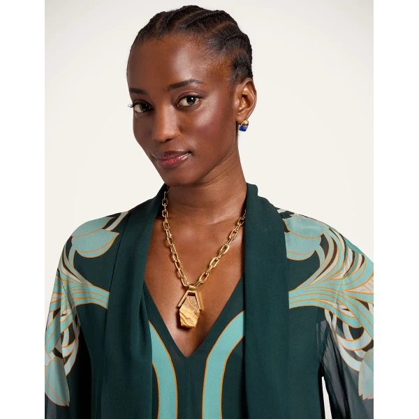 La DoubleJ Swing Dress (With Feathers) Winter Jasmine in Twill Silk - Dresses - Milanese Maximalist Fashion at Luxury Shoes 