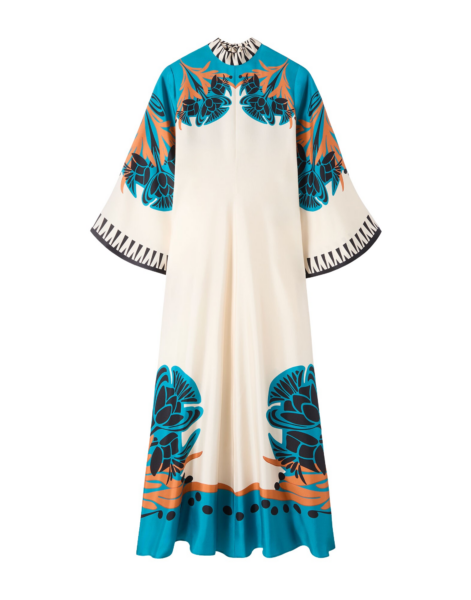 La DoubleJ Swing Dress Woodland Placée Burgundy in Silk Twill - Dresses - Milanese Maximalist Fashion at Luxury Shoes 