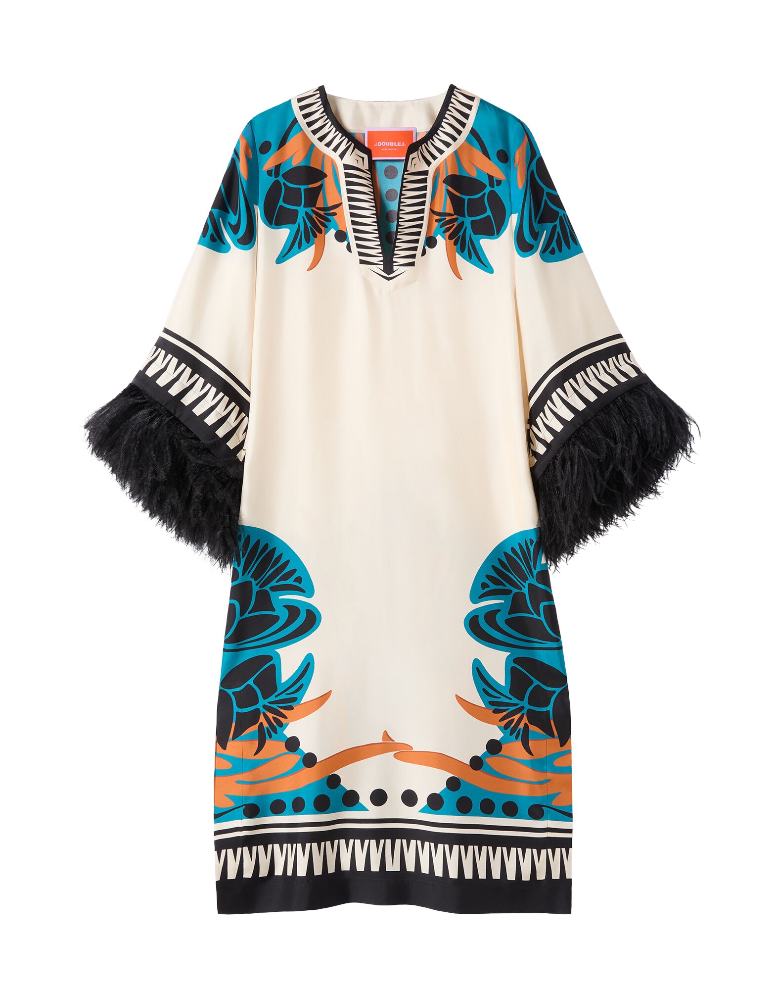 La-Double-J-The-Kaftan-Florence-Placee-Ivory-in-Silk-Twill-With-Feathers83908_nobg La DoubleJ The Kaftan Florence Placée Ivory in Silk Twill With Feathers - - Milanese Maximalist Fashion at Luxury Shoes