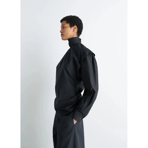 Lemaire Ascot Blouse Washed Cotton Silk - Tops - Parisian Minimalist Luxury at Luxury Shoes 