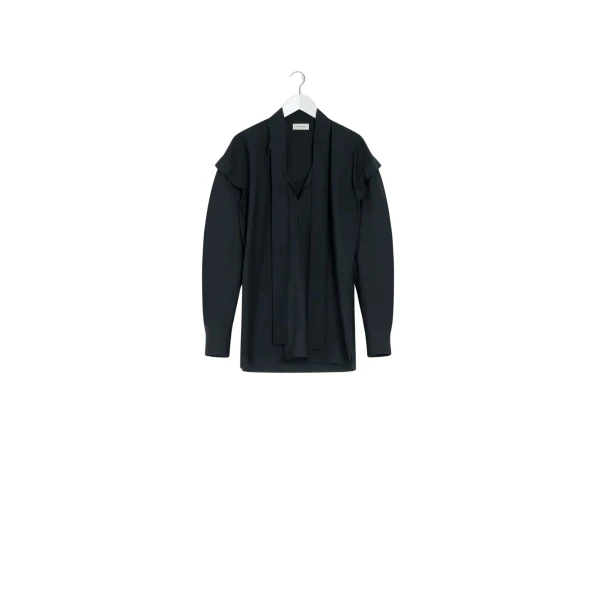 Lemaire Ascot Blouse Washed Cotton Silk - Tops - Parisian Minimalist Luxury at Luxury Shoes 