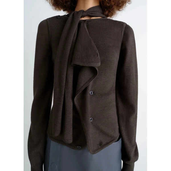 Lemaire Asymmetrical Sleeveless Cardigan in Merino Blend - Knitwear - Parisian Minimalist Luxury at Luxury Shoes 