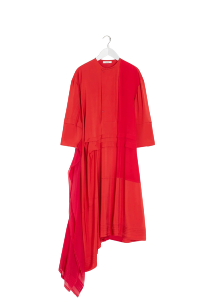 Lemaire Blouse Dress with Pleats in Silk - Dresses - Parisian Minimalist Luxury at Luxury Shoes 
