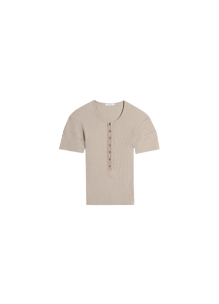 Lemaire Fitted Henley in Jersey - Tops - Parisian Minimalist Luxury at Luxury Shoes 