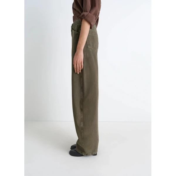 Lemaire High Waisted Curved Pants in Denim - Pants - Parisian Minimalist Luxury at Luxury Shoes 