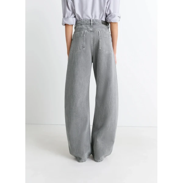Lemaire High Waisted Curved Pants in Denim - Pants - Parisian Minimalist Luxury at Luxury Shoes 