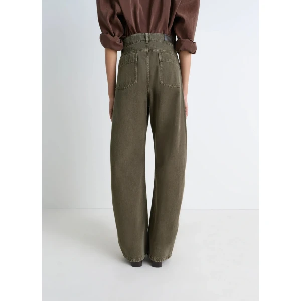Lemaire High Waisted Curved Pants in Denim - Pants - Parisian Minimalist Luxury at Luxury Shoes 
