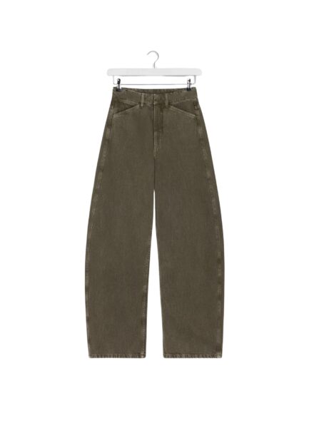 Lemaire High Waisted Curved Pants in Denim - Pants - Parisian Minimalist Luxury at Luxury Shoes 
