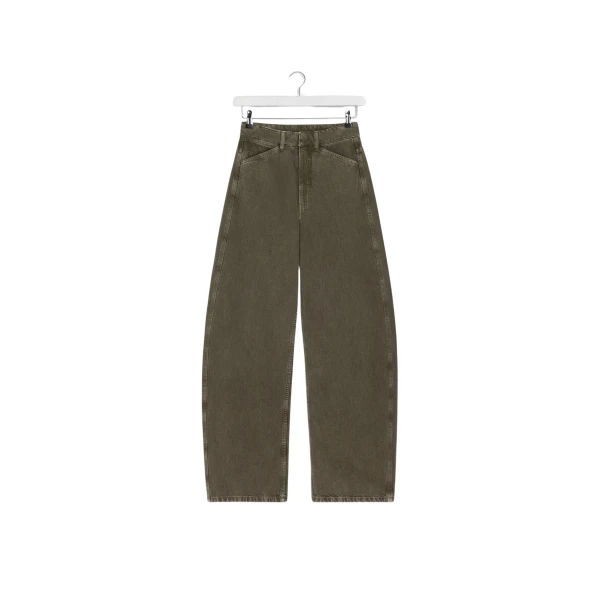 Lemaire High Waisted Curved Pants in Denim - Pants - Parisian Minimalist Luxury at Luxury Shoes 