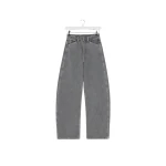 Lemaire High Waisted Curved Pants in Denim - Pants - Parisian Minimalist Luxury at Luxury Shoes 